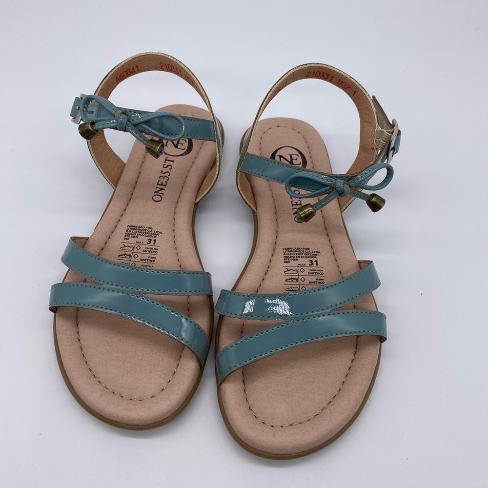 Girls Sandals Turquoise Ankle Straps Size US13 EU 31